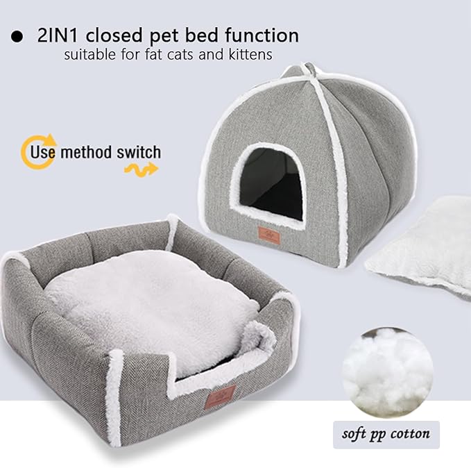 Cat Beds for Indoor Cats-Cat Bed Cave House Tent for Kittens and Small Pets - Image 3