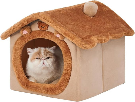 JIUPETY Cute Cat Beds for Indoor Cats, Foldable Cat House by JIUPETY