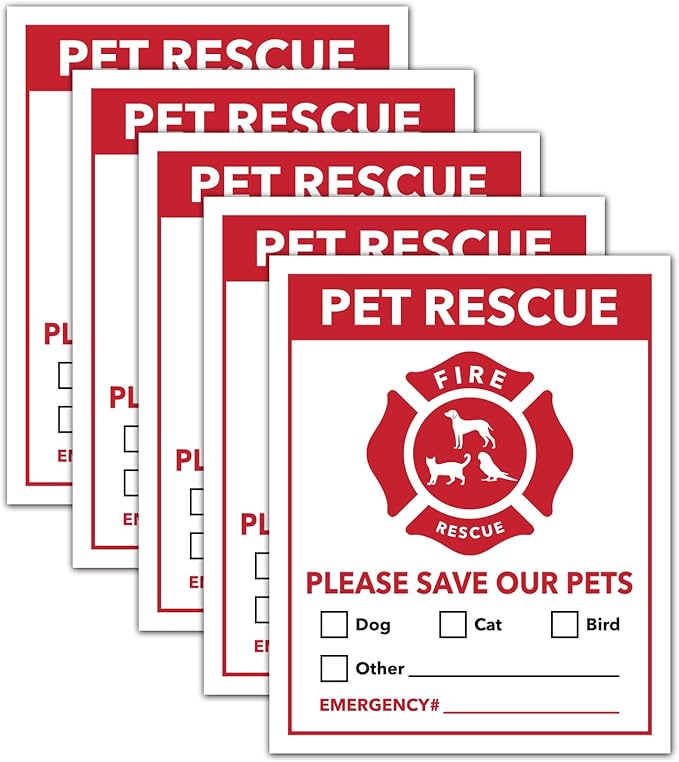 5 Pet Rescue Stickers, Fire Rescue Sticker, Save Our Pets Emergency Sticker by Giftideaworkshop