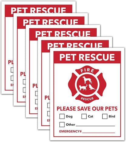 5 Pet Rescue Stickers, Fire Rescue Sticker, Save Our Pets Emergency Sticker by Giftideaworkshop