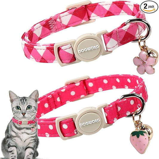 Cat Collar, 2 Pack Cute Cat Collars Breakaway by DOGWONG