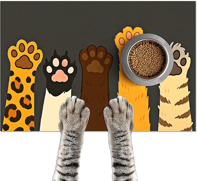 HOMETITUTE Cute Pet Feeding Mat Easy Clean Fast Dry Dog Food Mat by HOMETITUTE
