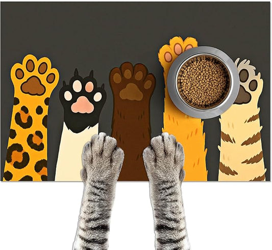 HOMETITUTE Cute Pet Feeding Mat Easy Clean Fast Dry Dog Food Mat by HOMETITUTE