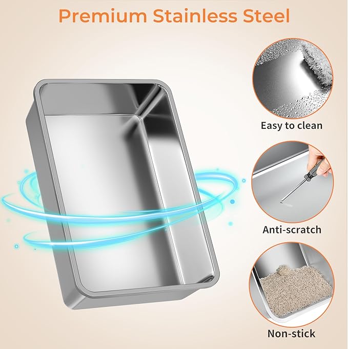 URPOWER Stainless Steel Cat Litter Box - Image 7