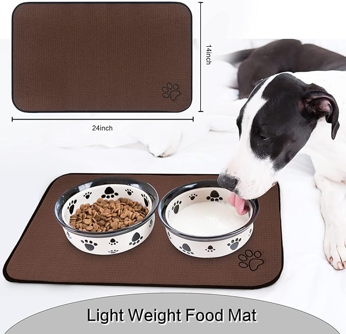 SINLAND Microfiber Pet Bowl Mat Dog Cats Feeding Mats - Image 2