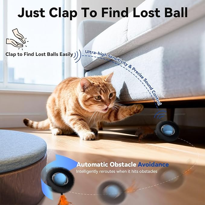 Interactive Cat Toy with Motion Activated Ball & 7-Hole Play Mat, Hide and Seek - Image 5