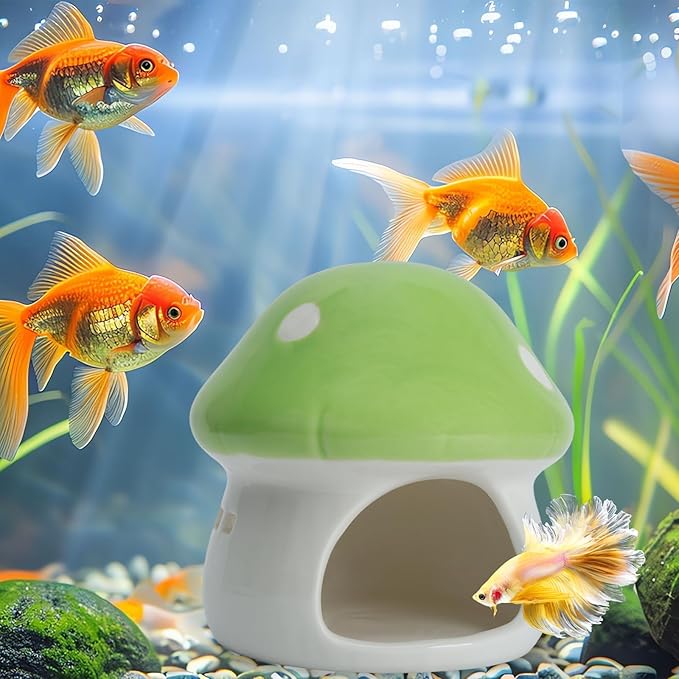 Cute Aquarium Mushroom House Betta Fish Tank Accessory Decor Mini Ceramic Fish - Image 7
