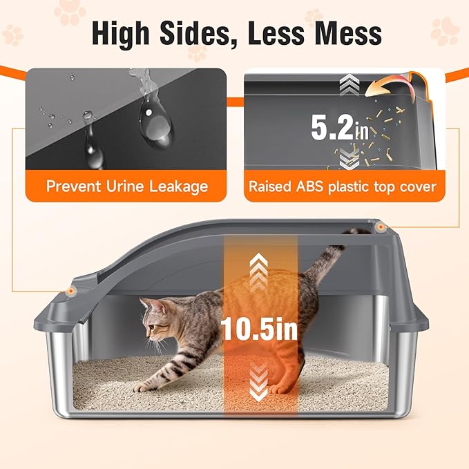 2PACK Stainless Steel Litter Boxes, Extra Large XL Odor Free Metal Litter Box - Image 3