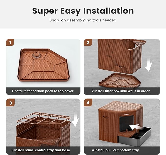 Gradner Pet Cat Litter Tray, Odour-Resistant Enclosed Cat Litter Box - Image 7