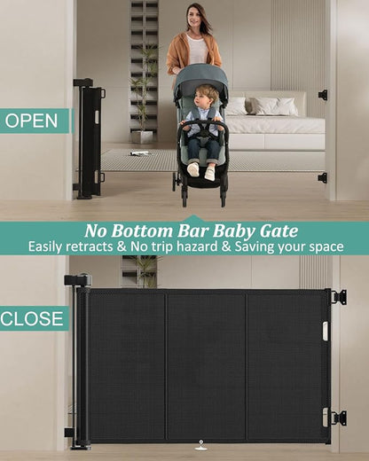 Miumoon 71 inch Retractable Baby Gates 34 inch Tall, Retractable Gate - Image 4