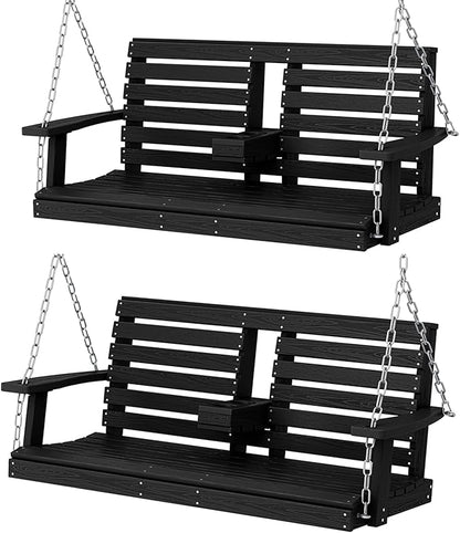 KINGYES Outdoor Hanging Porch Swing Set of 2, 2 Seat Patio Swing Recliner by KINGYES