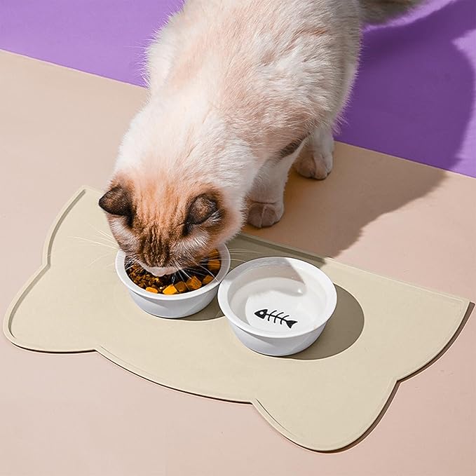 Cat Food Mat, Silicone Non Slip Dog Bowl Mat Waterproof Cat Feeding Mat Stop - Image 2