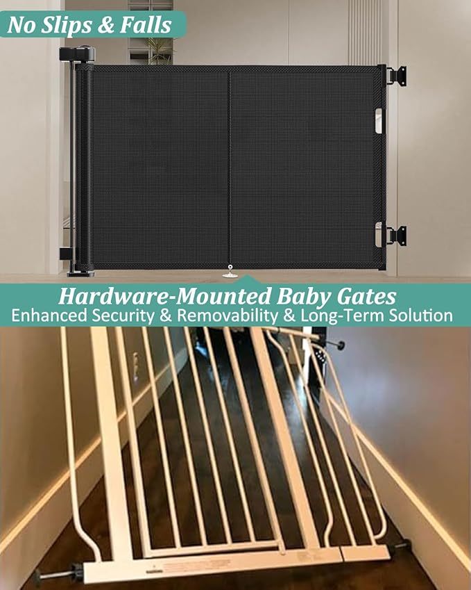 Miumoon 59 inch Retractable Baby Gates 34 inch Tall, Retractable Gate - Image 3