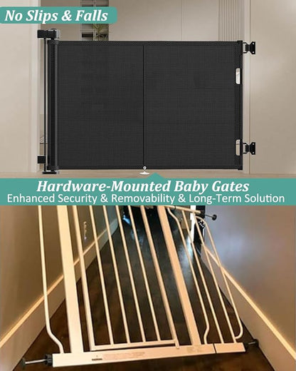 Miumoon 59 inch Retractable Baby Gates 34 inch Tall, Retractable Gate - Image 3