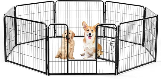 DUMOS Dog Playpen Indoor, Metal 24 Inch 8 Panels Foldable Pet Fence by DumosLifestyle