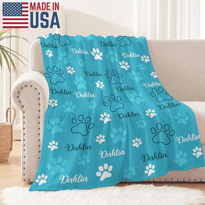 Personalized Dog Blankets with Name, Custom Paw Print Blanket - Image 2