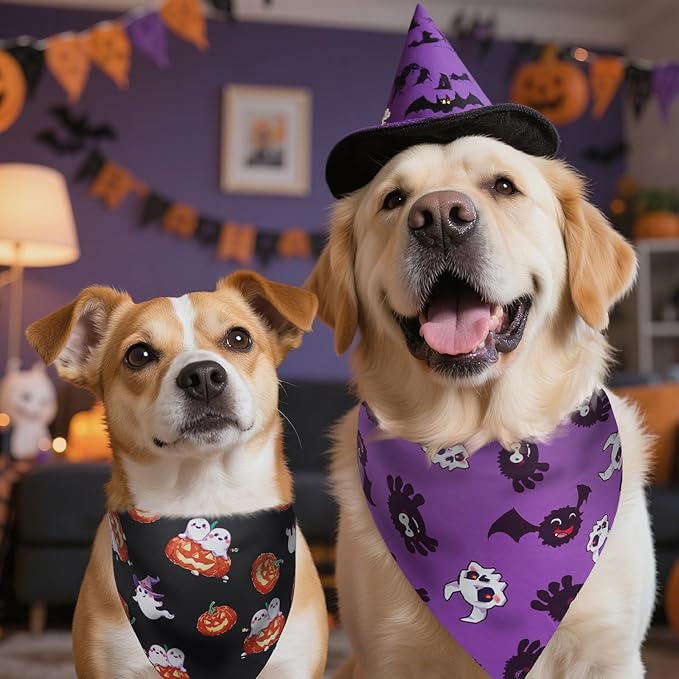 Halloween Dog Bandanas 2 Pack, Fall Dog Bandanas - Image 5