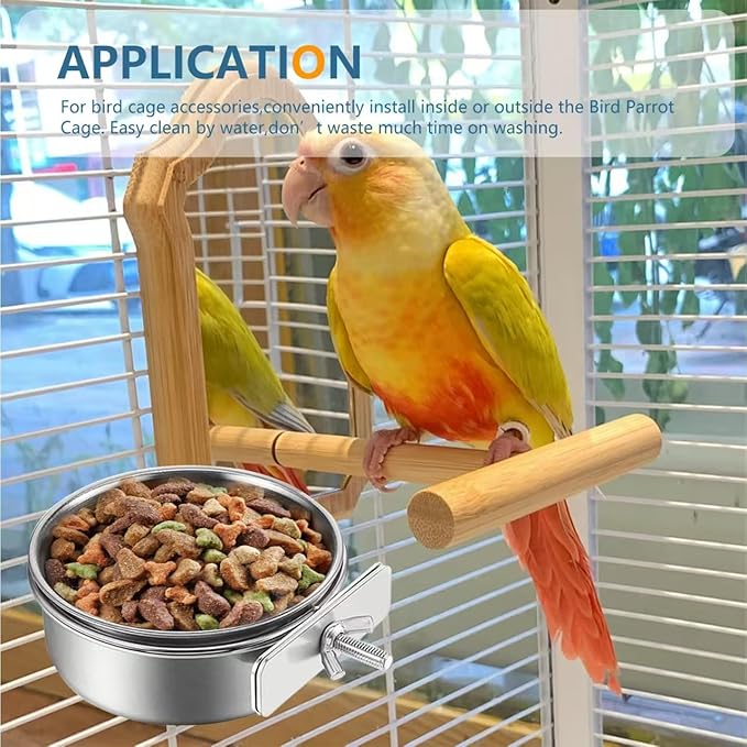 Stainless Steel Bird Feeding Bowls, Parrot Food Bowl Cage Water Feeder - Image 5
