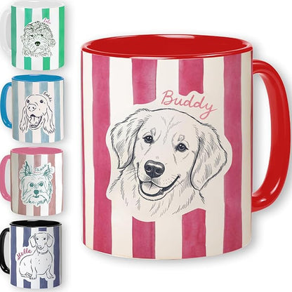 Personalized Pet Line Art Mug – Custom Coffee Cup by Hanatoca