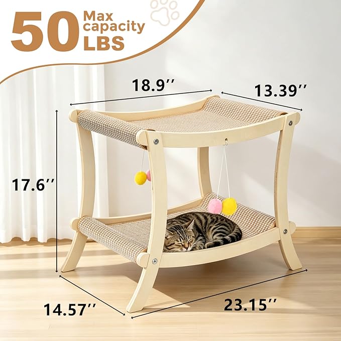 Indoor Cat Scratcher Bed, Double Layer Cat Hammock - Image 2