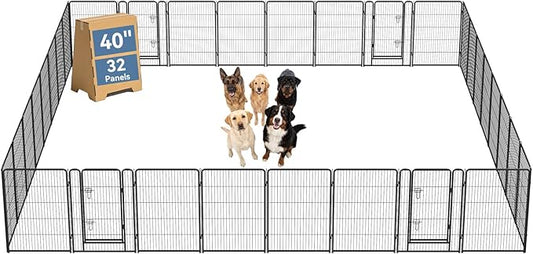 DUMOS Dog Playpen Indoor, Metal 40 Inch 32 Panels Foldable Pet Fence by DumosLifestyle