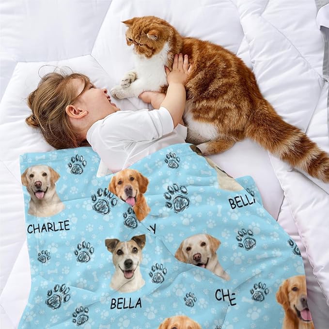 Personalized Dog Blankets with Name Photos, Custom Paw Print Blanket - Image 4