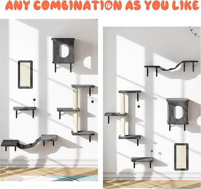 5 Pcs Cat Wall Shelves Set, Wall-Mounted Climber - Image 4