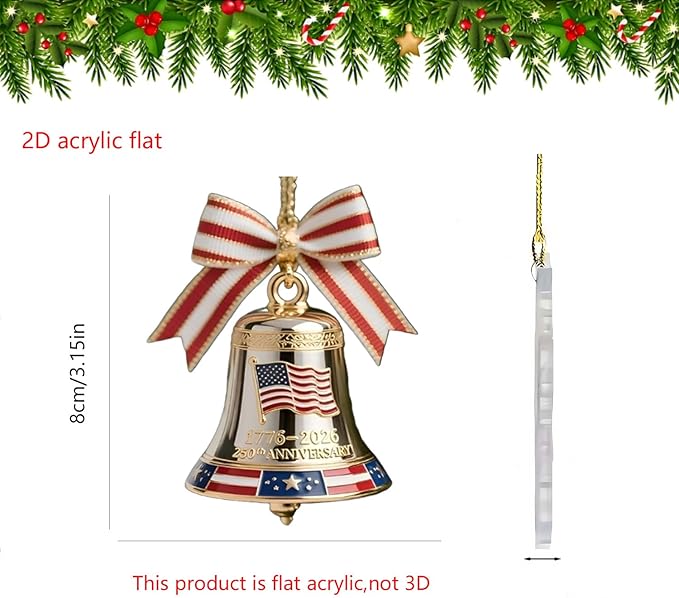 6 Pcs 250th Anniversary Liberty Bell Ornament Christmas Bell Ornaments - Image 5