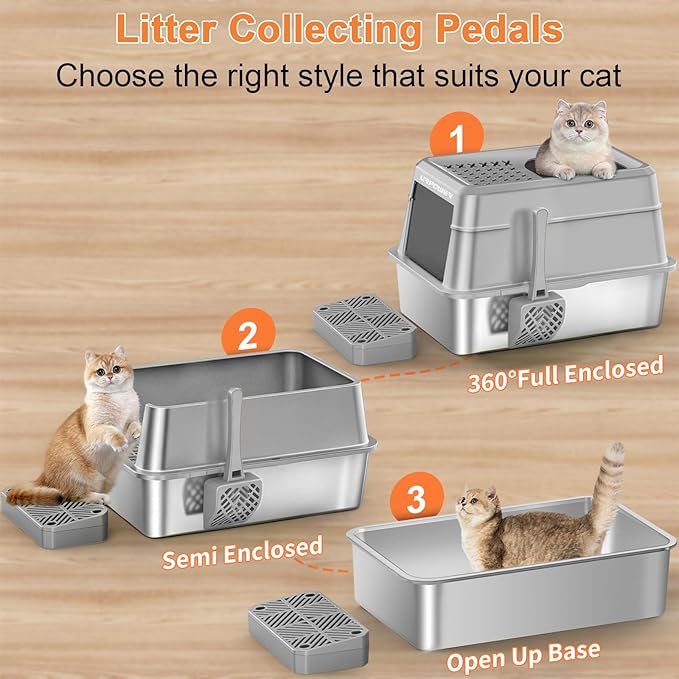 URPOWER Stainless Steel Cat Litter Box - Image 6