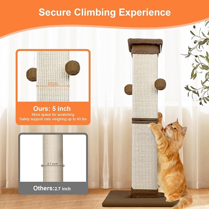 SOCATER Cat Scratching Post 33 Inch Nature Sisal Cat Scratch Post - Image 6