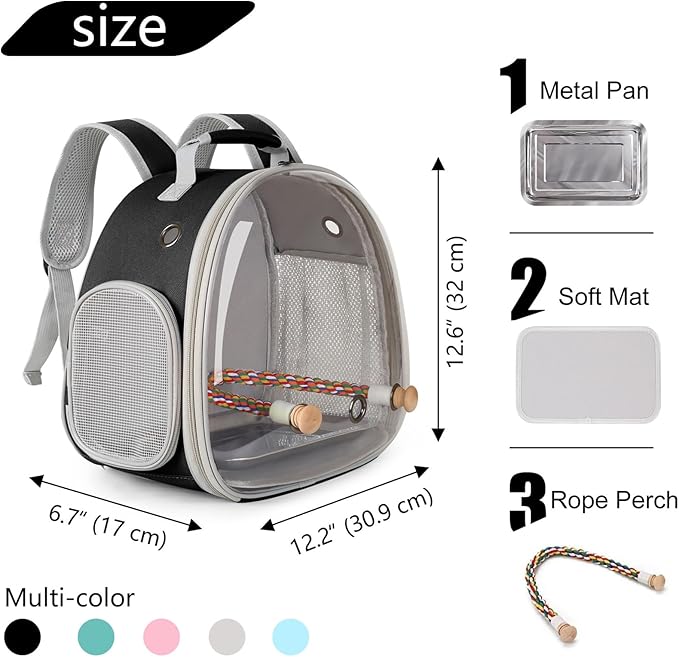Small Bird Travel Backpack Carrier Cage, Backpack to Transport Backpack Carrier - Image 2