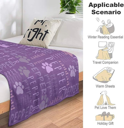 Personalized Dog Blanket with Name Customized Paw Prints Pet Blanket Loss - Image 3