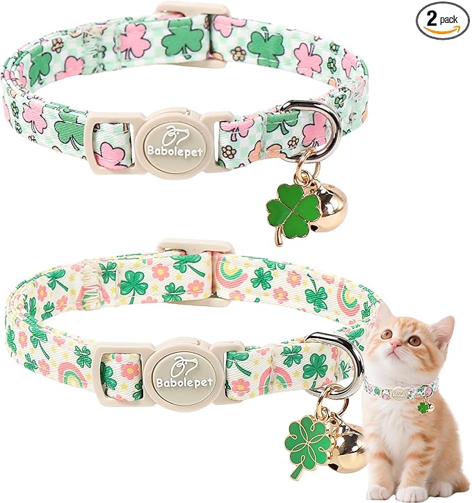 2 Pack St. Patrick’s Day Cat Collars by Babolepet