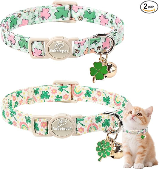 2 Pack St. Patrick’s Day Cat Collars by Babolepet