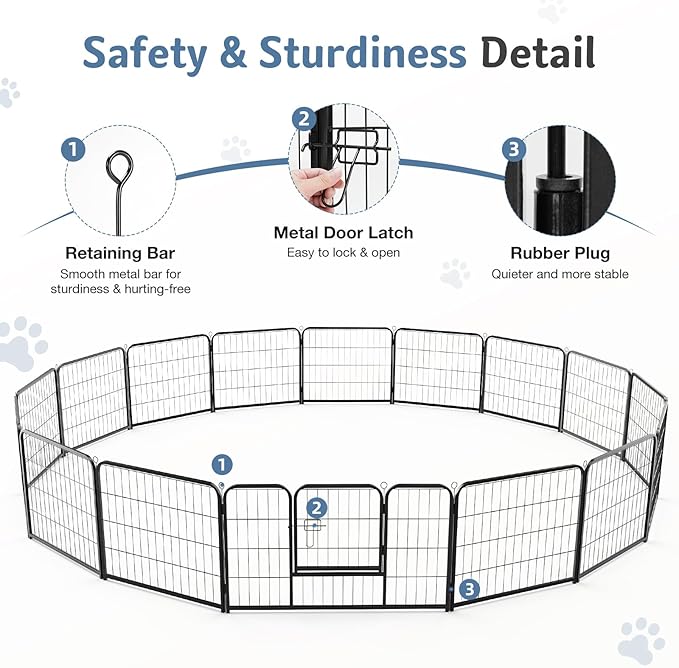 DUMOS Dog Playpen Indoor, Metal 40 Inch 24 Panels Foldable Pet Fence - Image 7