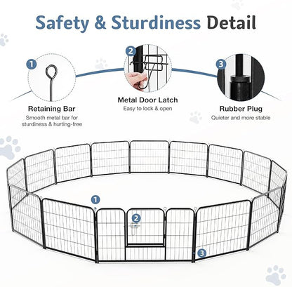 DUMOS Dog Playpen Indoor, Metal 24 Inch 24 Panels Foldable Pet Fence - Image 7