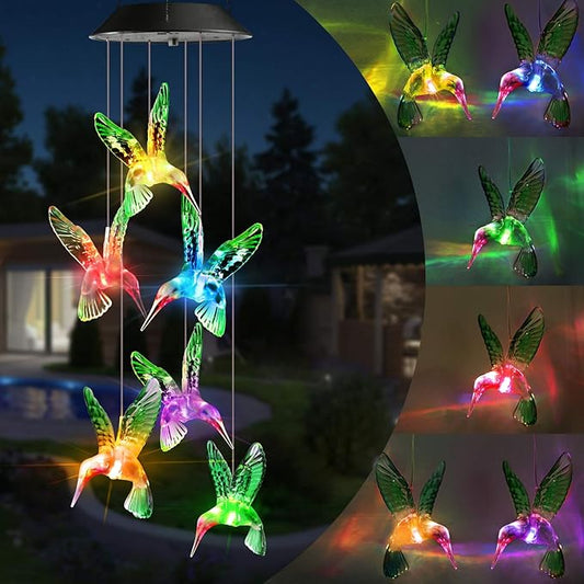 Toodour Solar Wind Chime, Color Changing Wind Chimes Hummingbird, LED by Toodour