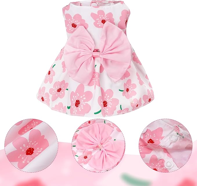 choyaxo Floral Dog Dress Cute Dog Skirt Pet Dress Summer Pet Clothes - Image 2