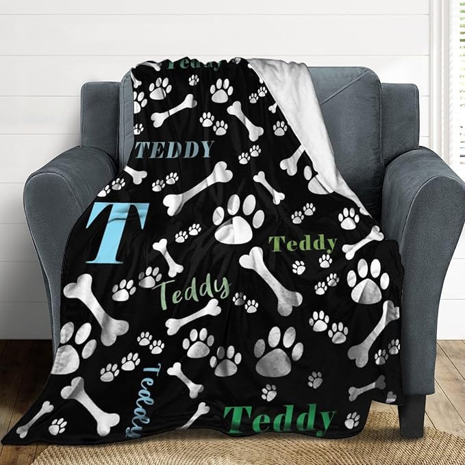 Personalized Paw Print Dog Blanket - Image 4