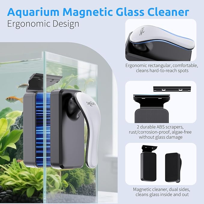SEAOURA Magnetic Aquarium Cleaner, Dual-Sided Algae Scraper, Floating - Image 3
