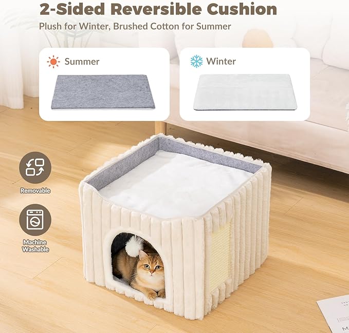 Avont Cat Houses for Indoor Cats, Foldable 3-in-1 Cat Cave Bed - Image 3
