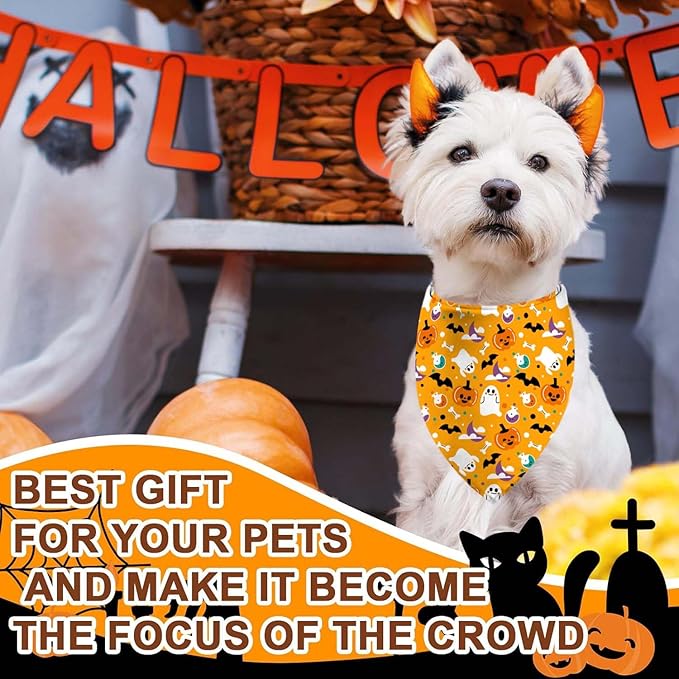 4 Pack Holiday Dog Bandanas, Adjustable Halloween Thanksgiving Christmas New - Image 3