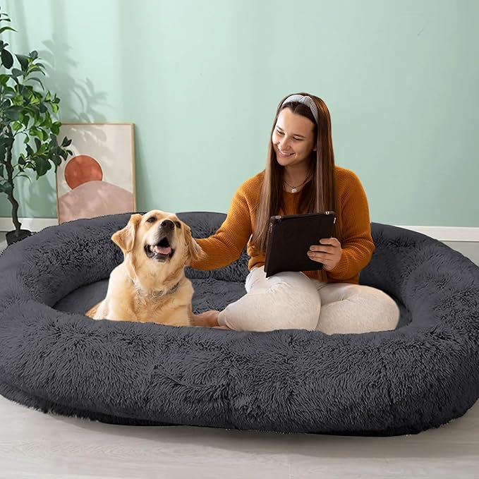 JOLLYVOGUE Human Dog Bed for Adults and Pets, Ultra-Soft Plush Giant Dog Bed by JOLLYVOGUE