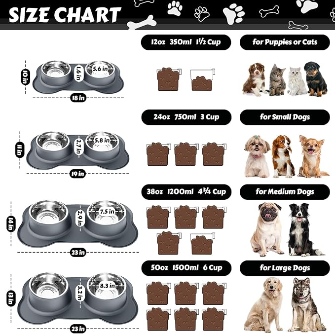 AsFrost Dog Food Bowls Stainless Steel Dog Food and Water Bowl Set, Dog Dishes - Image 4