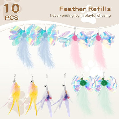 Pawaboo Feather Teaser Cat Toy, Interactive Feather Wands Cats Toy Flying - Image 8