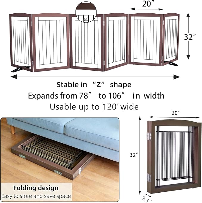 ZJSF Freestanding Dog Fence Indoor, Foldable Dog Gate - Image 7