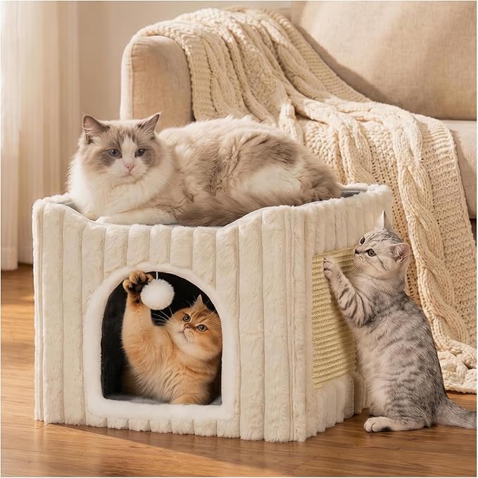 Avont Cat Houses for Indoor Cats, Foldable 3-in-1 Cat Cave Bed - Image 9