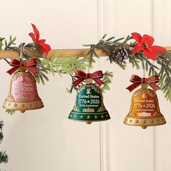 6 Pcs United States 250th Anniversary Bell Ornament Vintage-Style Metal - Image 4