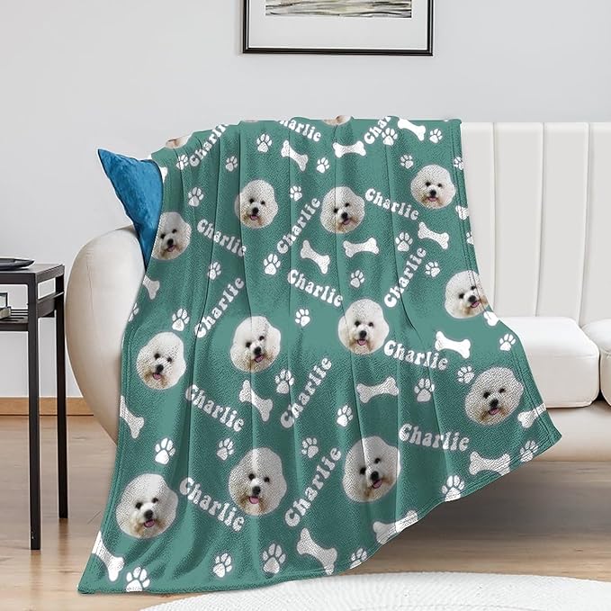 Personalized Dog Blanket with Name Customized Paw Prints Pet Blanket Loss - Image 5