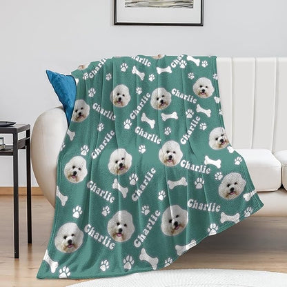 Personalized Dog Blanket with Name Customized Paw Prints Pet Blanket Loss - Image 5